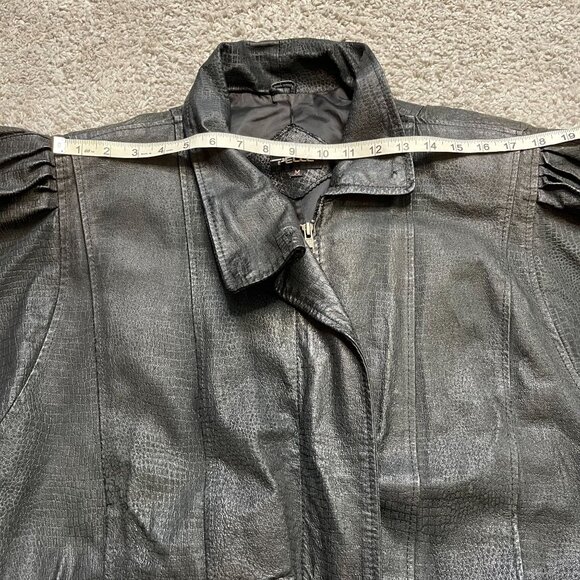 Vintage Pelle Leather Jacket Medium Black Dolman Sleeve Oversized - Picture 10 of 12